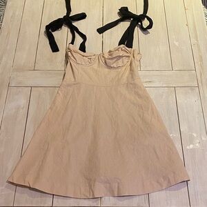Zara Beige Mini Dress with Black Tie Straps